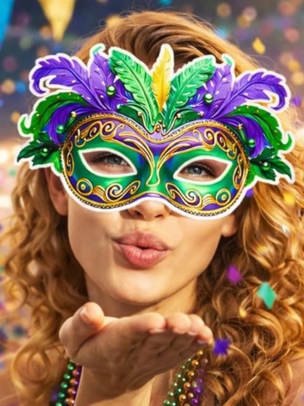 💞 New Pack of 6 Vibrant Mardi Gras Carnival Party Masks